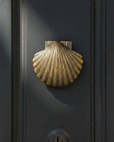 Antique brass seashell door - antique,