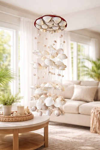 Natural seashell chandelier - natural,
