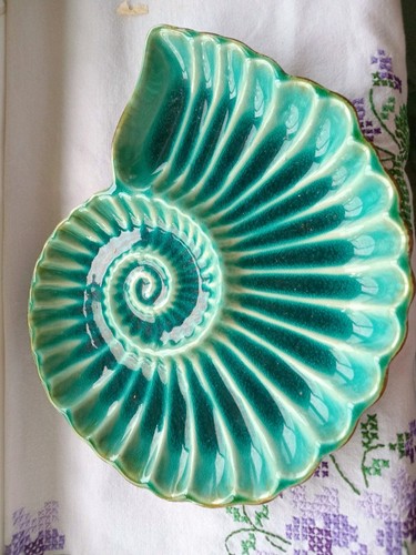 Turquoise seashell plate - turquoise,