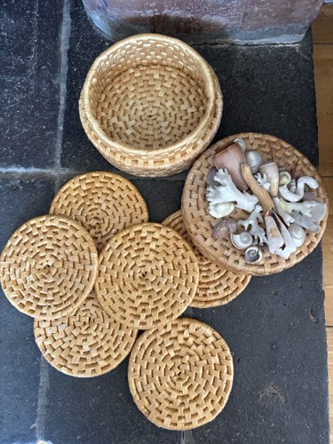 Natural woven coasters - natural, &