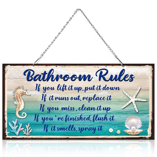 Seashell bathroom rules decor - bathroom,