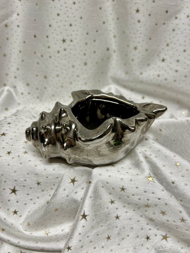 Silver ceramic conch - silver,