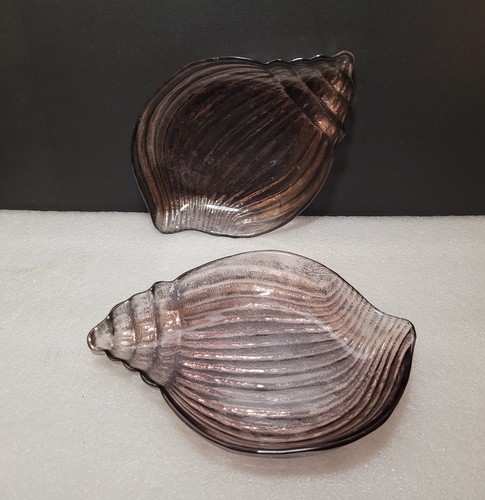 Vintage glass sea shell dish - vintage,