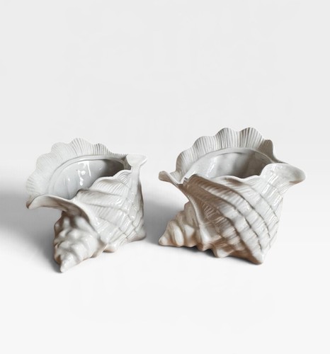Pair vintage white conch - vintage,